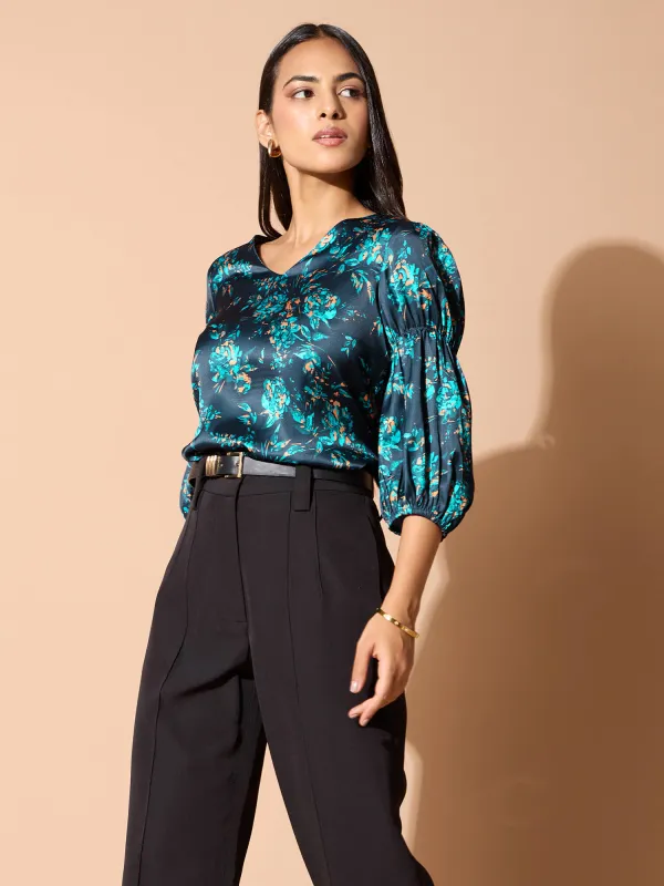 Velrosa Floral Gathered Sleeves Top-Multi sold by Salt Attire