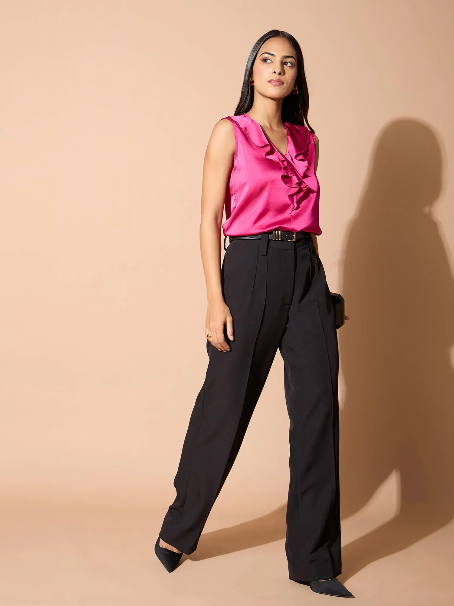 Jeyna Ruffle Neck Top-Hot Pink sold by Salt Attire product image thumbnail 4