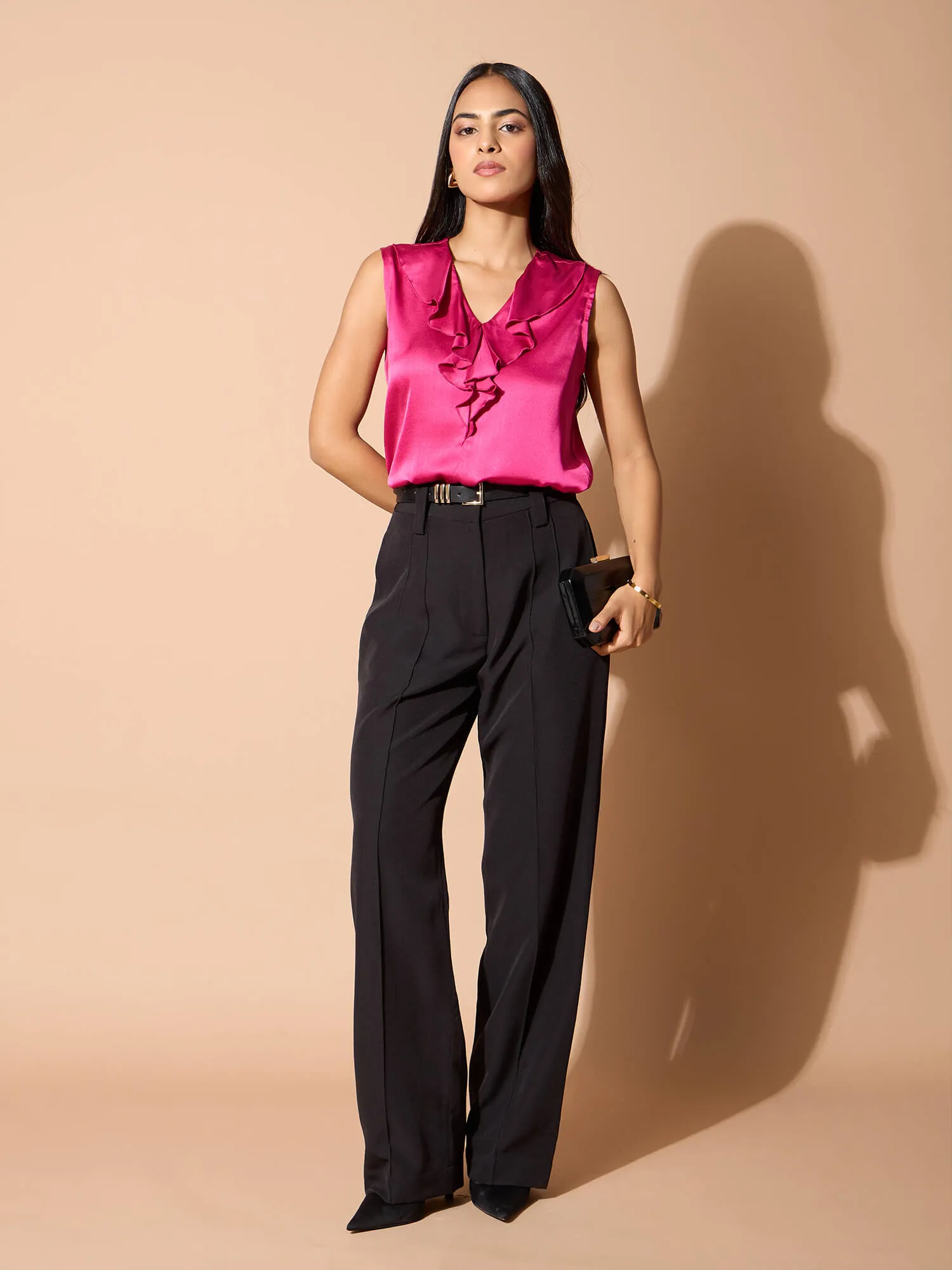 Jeyna Ruffle Neck Top-Hot Pink sold by Salt Attire product image thumbnail 2