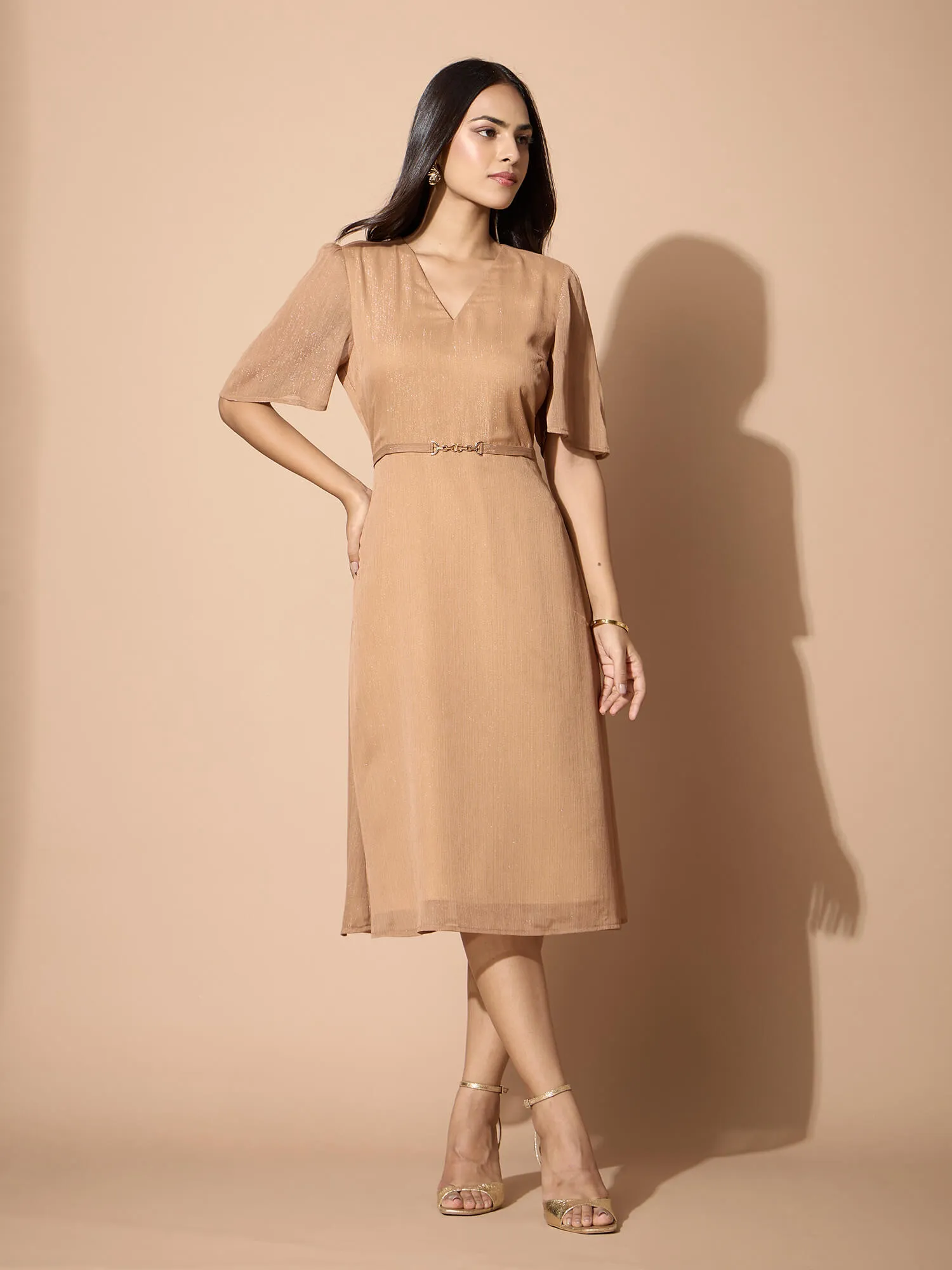 Azra Trim Detail Dress-Gold sold by Salt Attire product image thumbnail 5