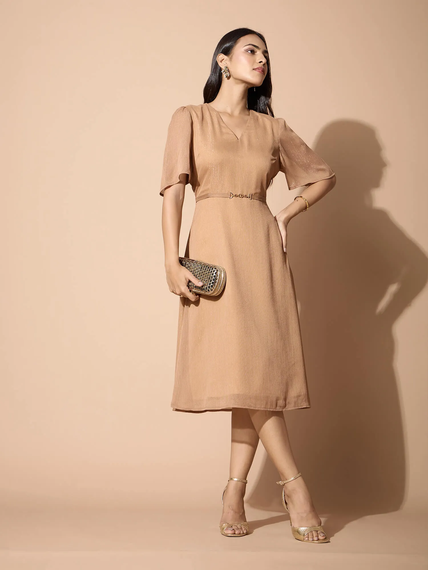 Azra Trim Detail Dress-Gold sold by Salt Attire product image thumbnail 4