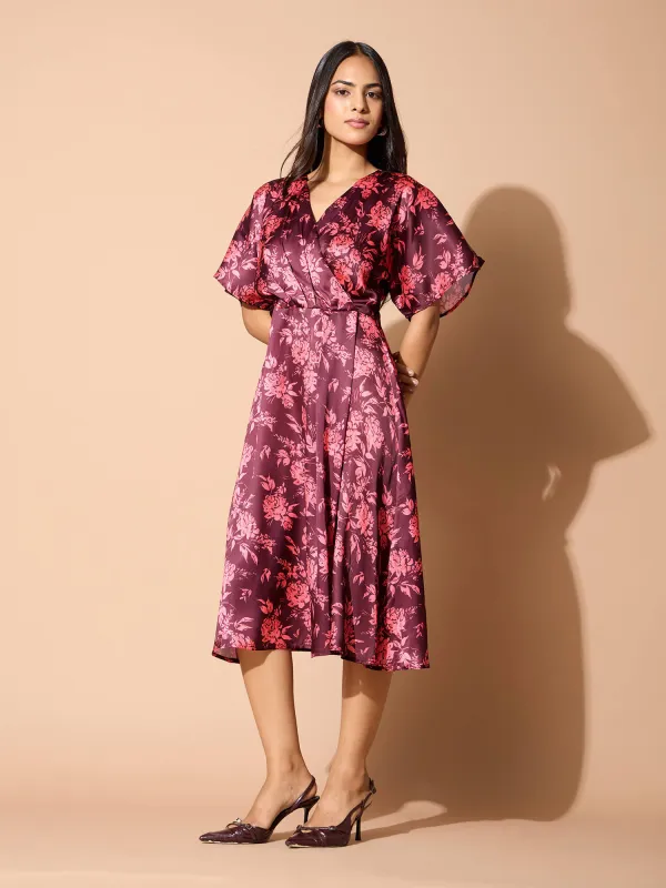 Idaho Faux Wrap Midi Dress-Multi sold by Salt Attire