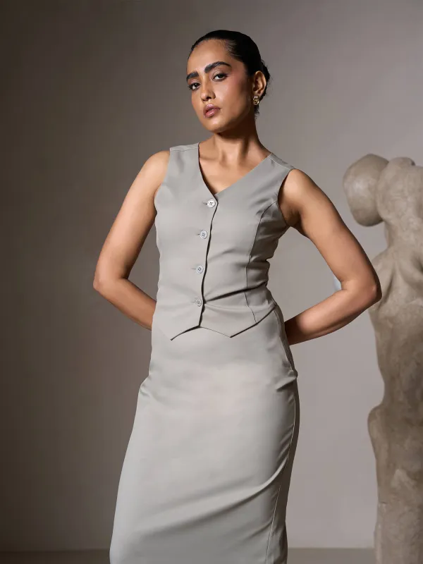 Aaron V-neck Vest-Grey sold by Salt Attire