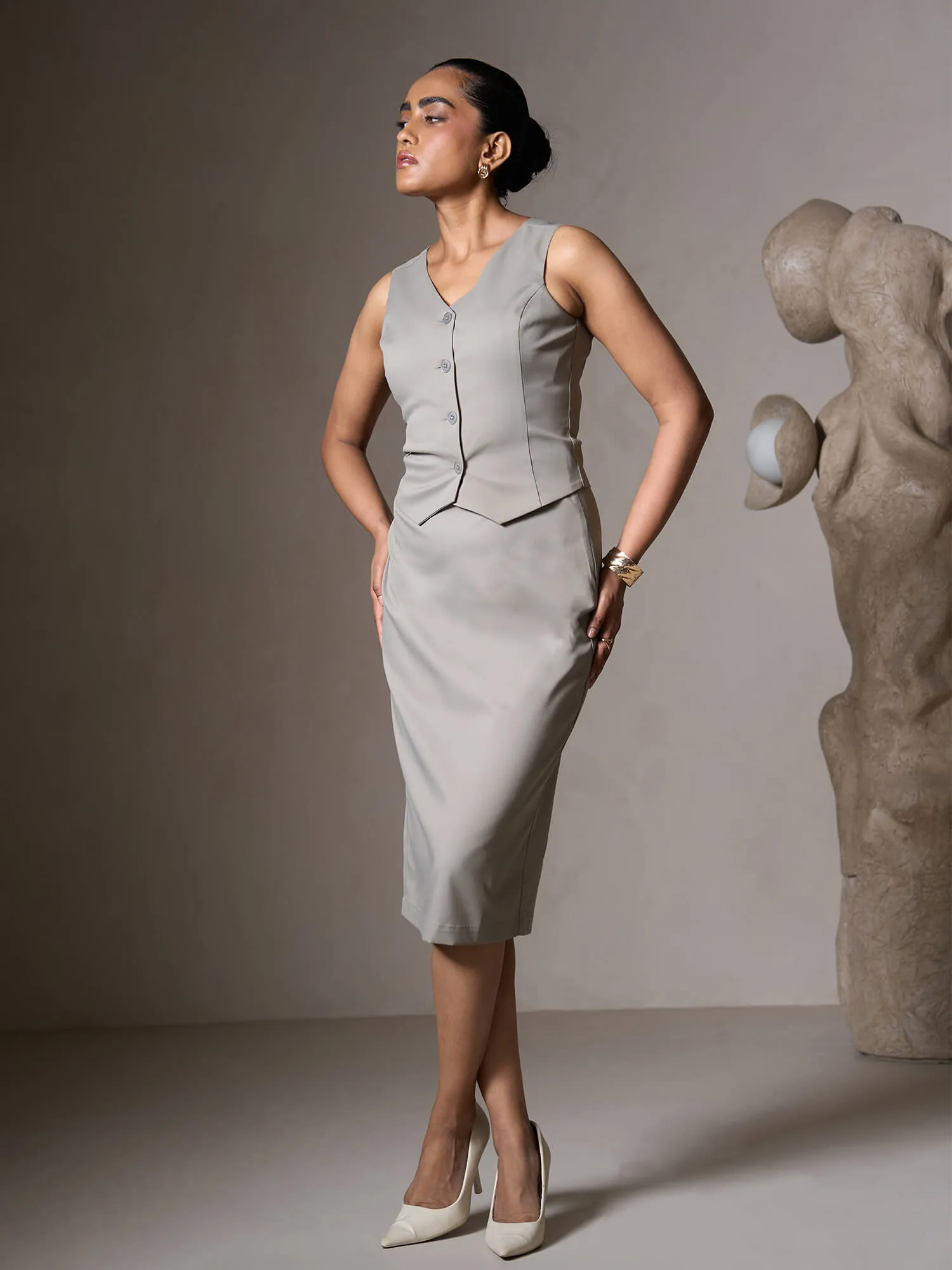 Aaron V-neck Vest-Grey sold by Salt Attire product image thumbnail 2