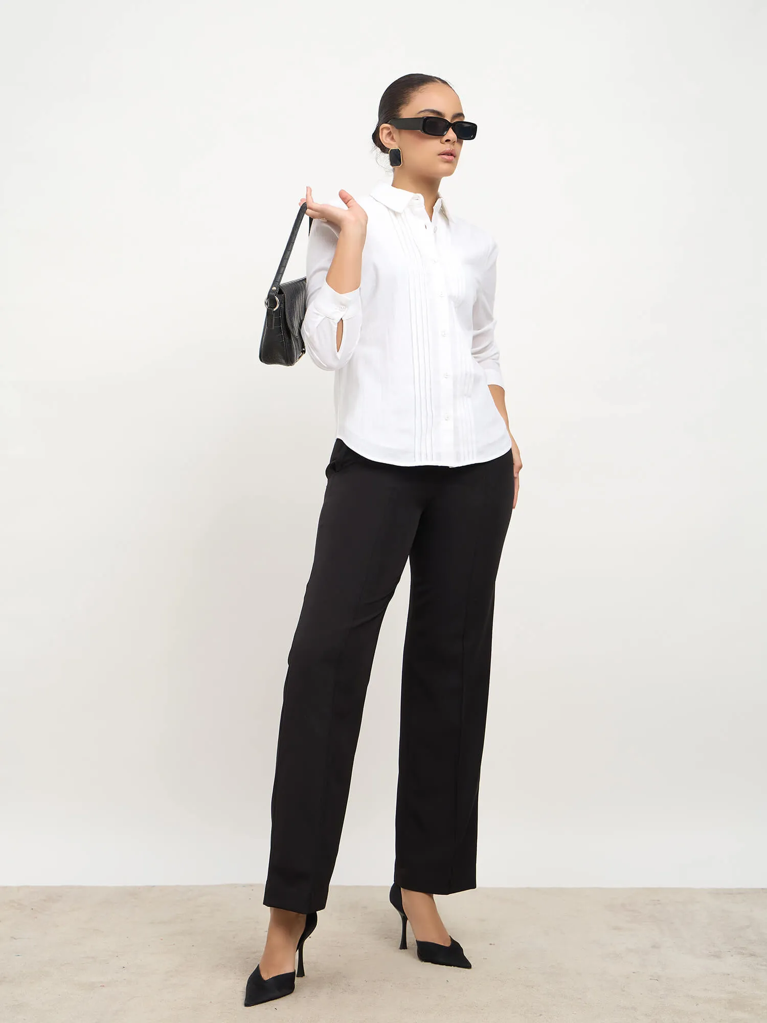 Areum Pintuck Detail Shirt-White sold by Salt Attire product image thumbnail 4