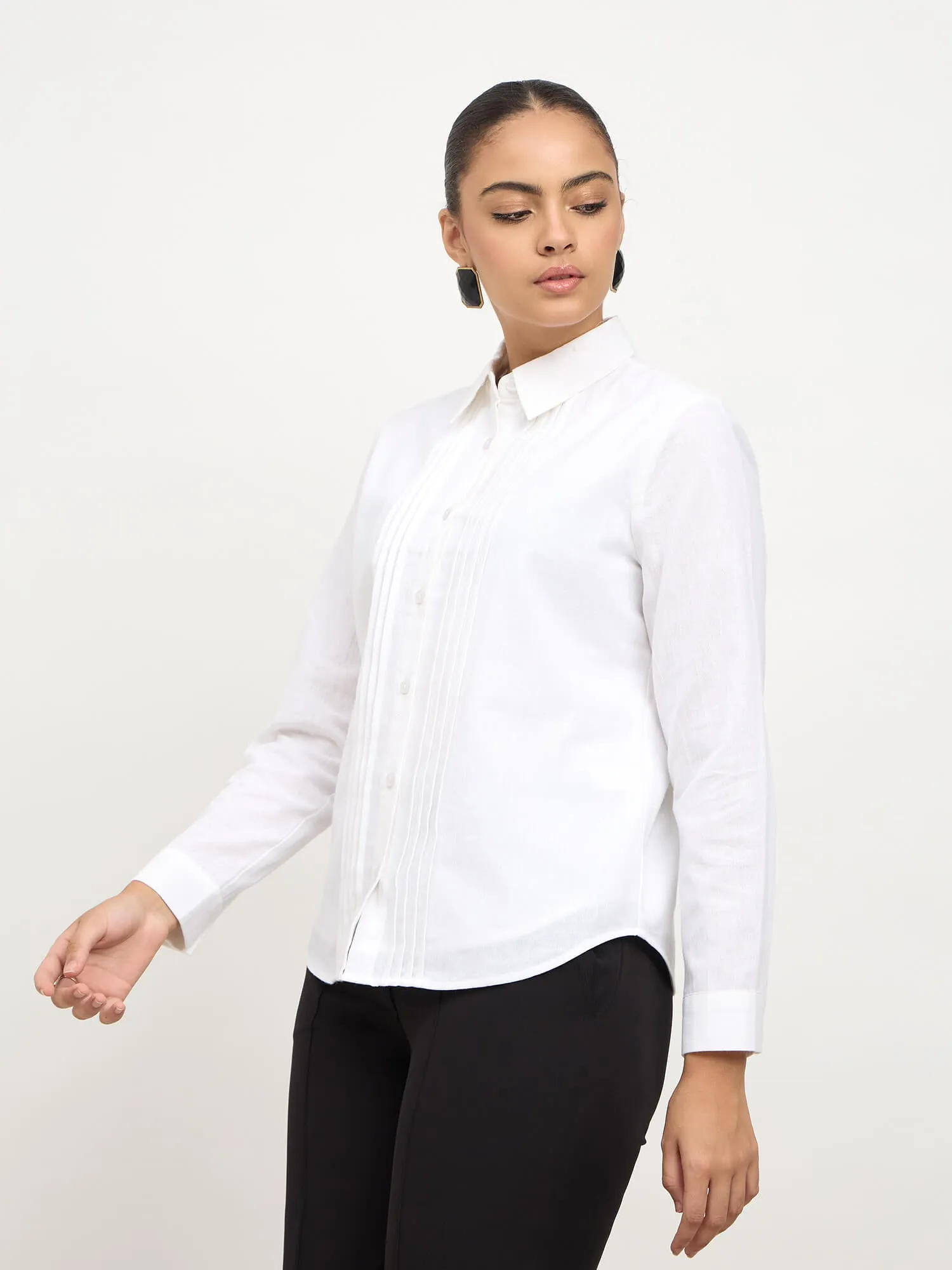 Areum Pintuck Detail Shirt-White sold by Salt Attire product image thumbnail 2
