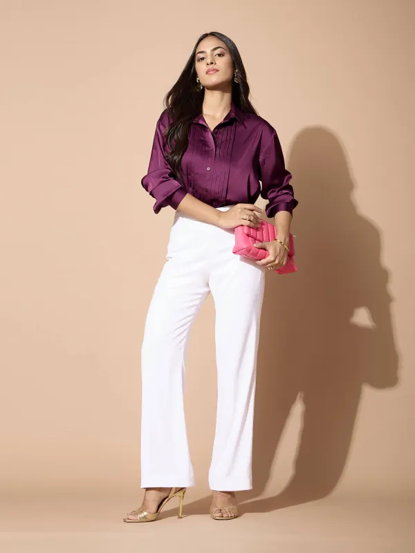 Arix Pleating Detail Shirt-Plum sold by Salt Attire