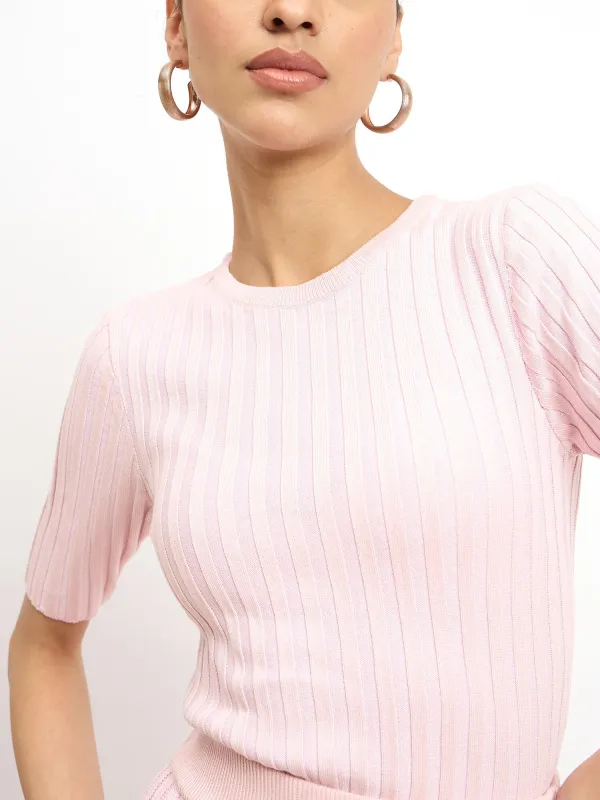 Caroline Ribbed Top-Pink sold by Salt Attire