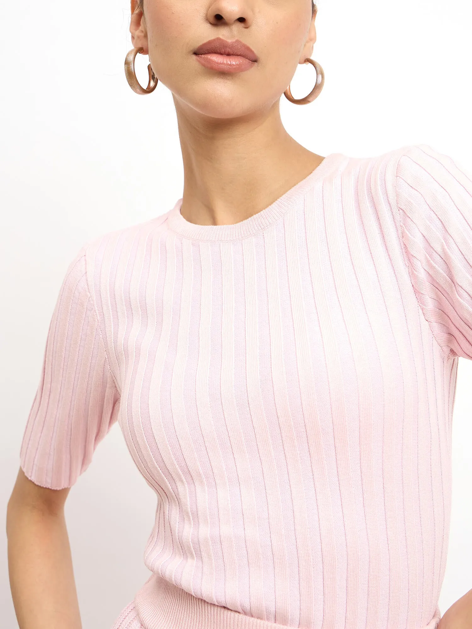Caroline Ribbed Top-Pink sold by Salt Attire