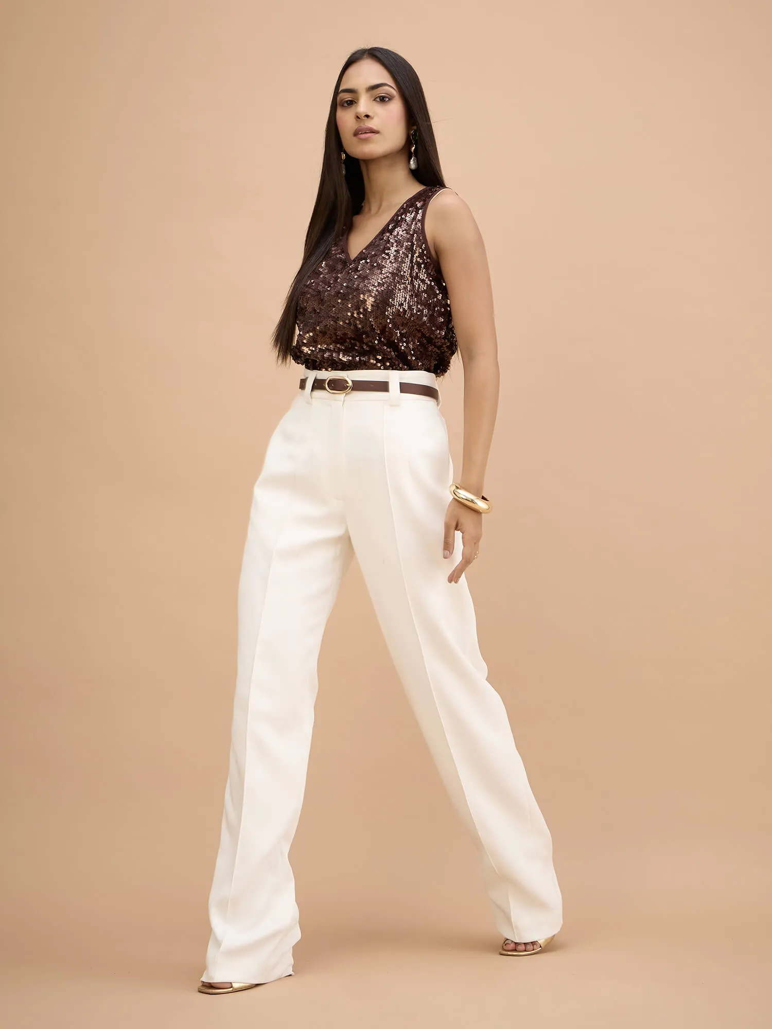 Anne Sleeveless sequin top-Bronze sold by Salt Attire product image thumbnail 2