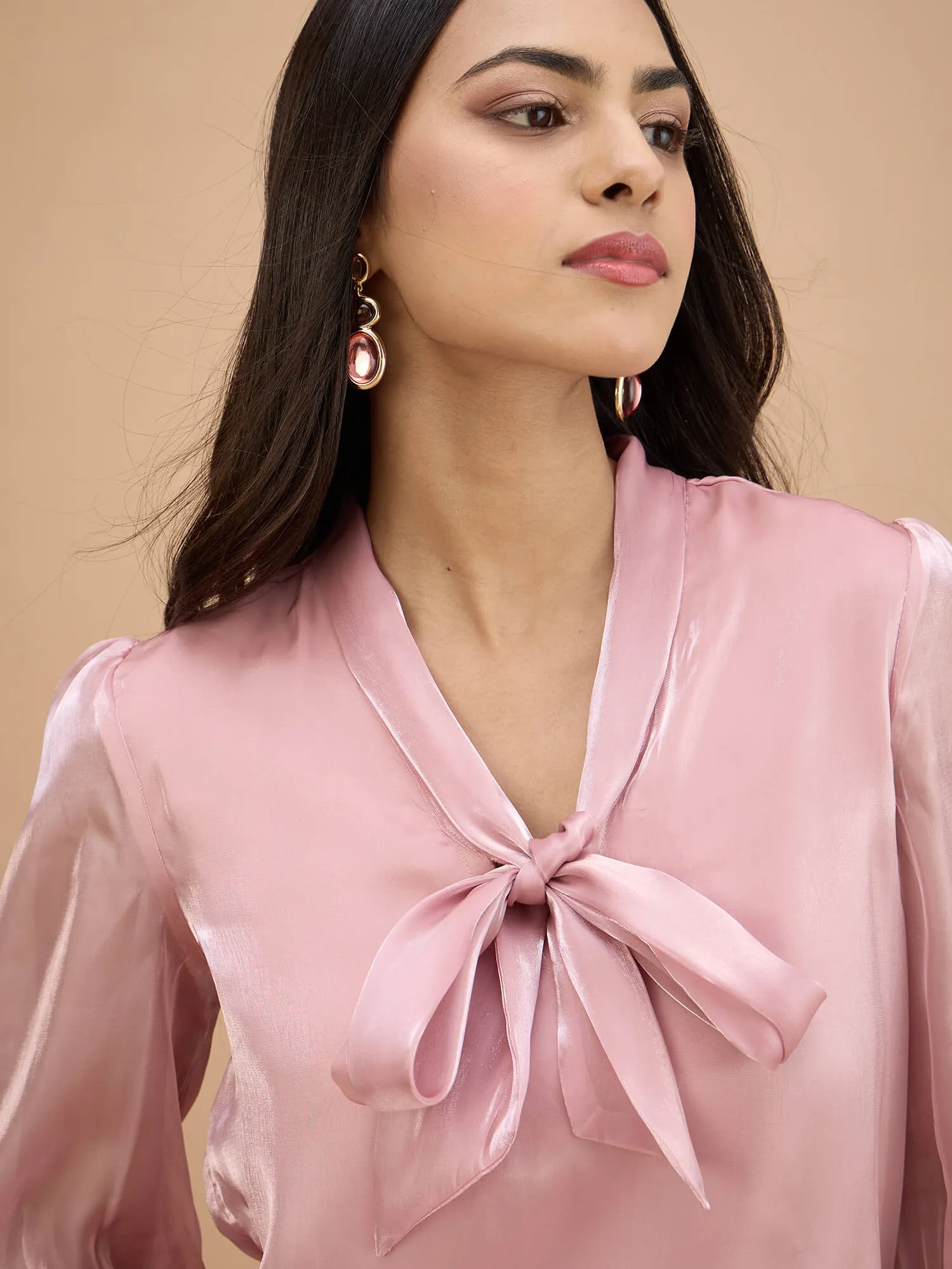 Gleam Tie-up top-Blush Pink sold by Salt Attire product image thumbnail 3