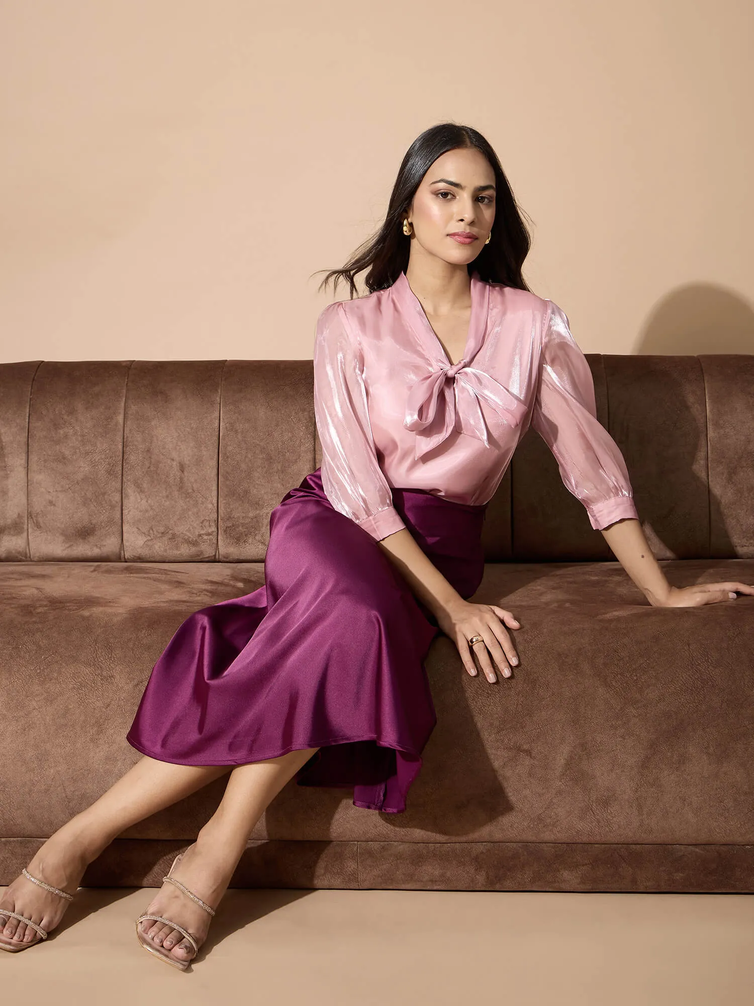 Gleam Tie-up top-Blush Pink sold by Salt Attire product image thumbnail 5