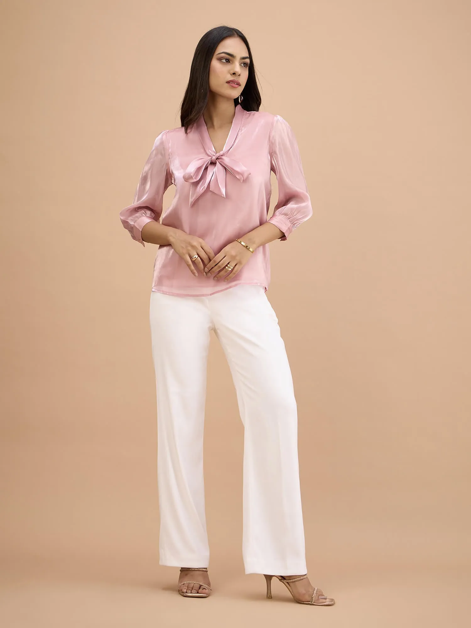 Gleam Tie-up top-Blush Pink sold by Salt Attire product image thumbnail 2