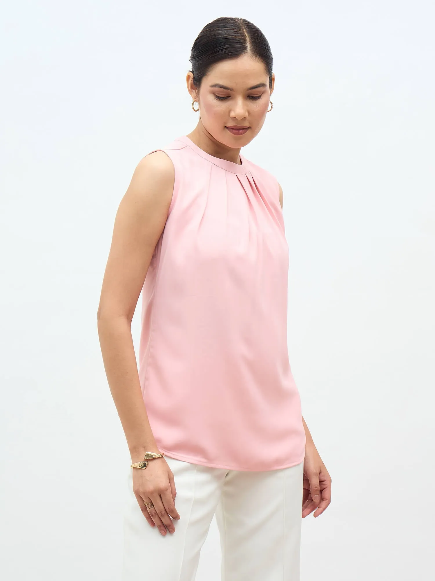 livia Front Pleat Top-Blush Pink sold by Salt Attire product image thumbnail 4