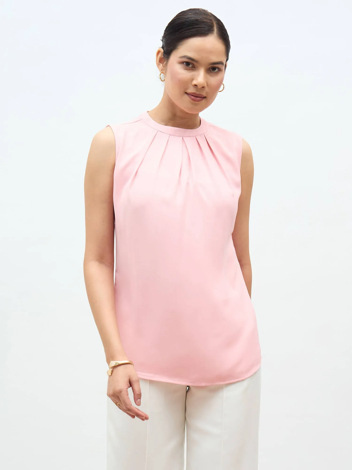 livia Front Pleat Top-Blush Pink sold by Salt Attire product image thumbnail 2