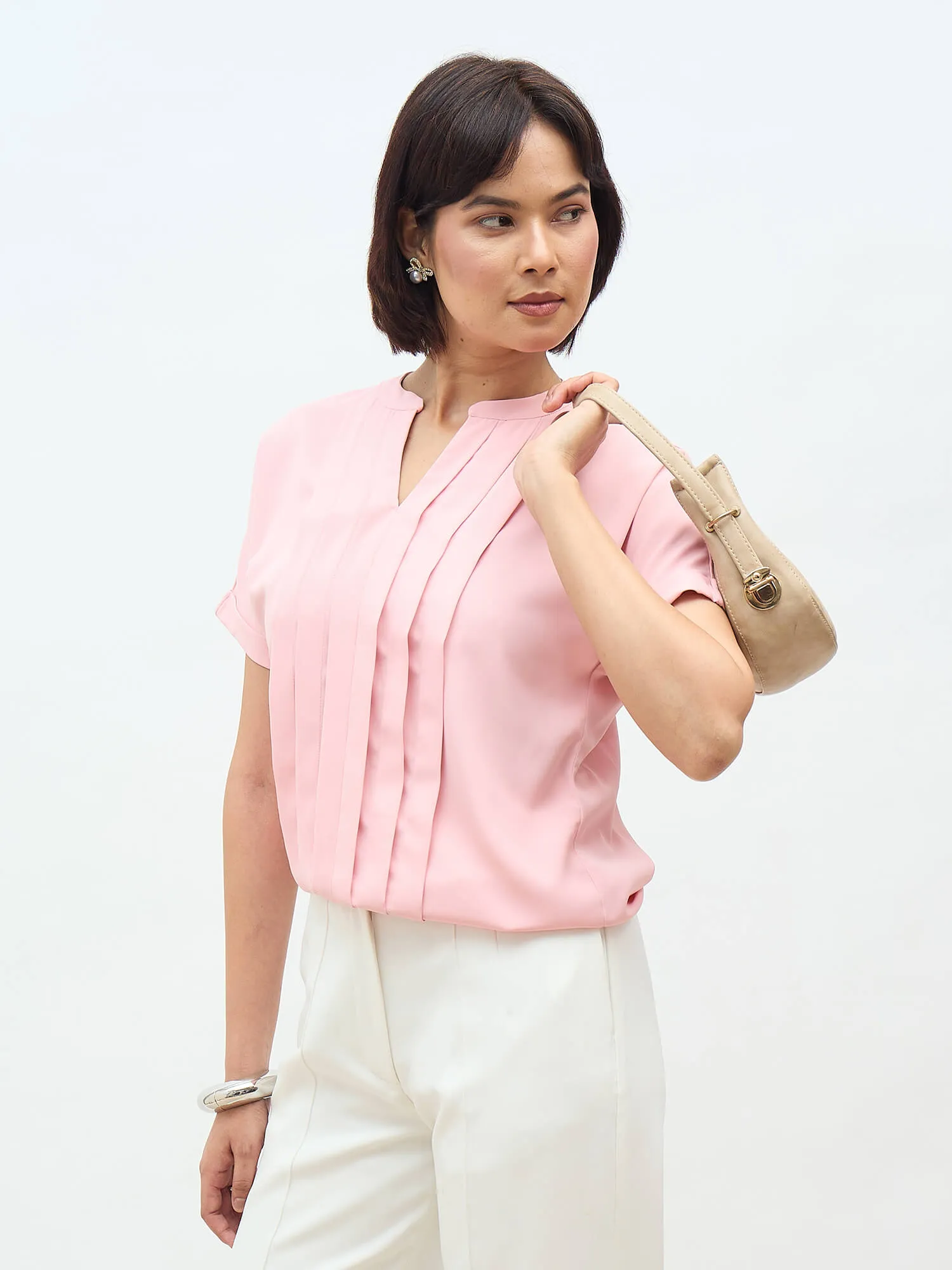 Dalia Pleated Top-Blush Pink sold by Salt Attire product image thumbnail 5