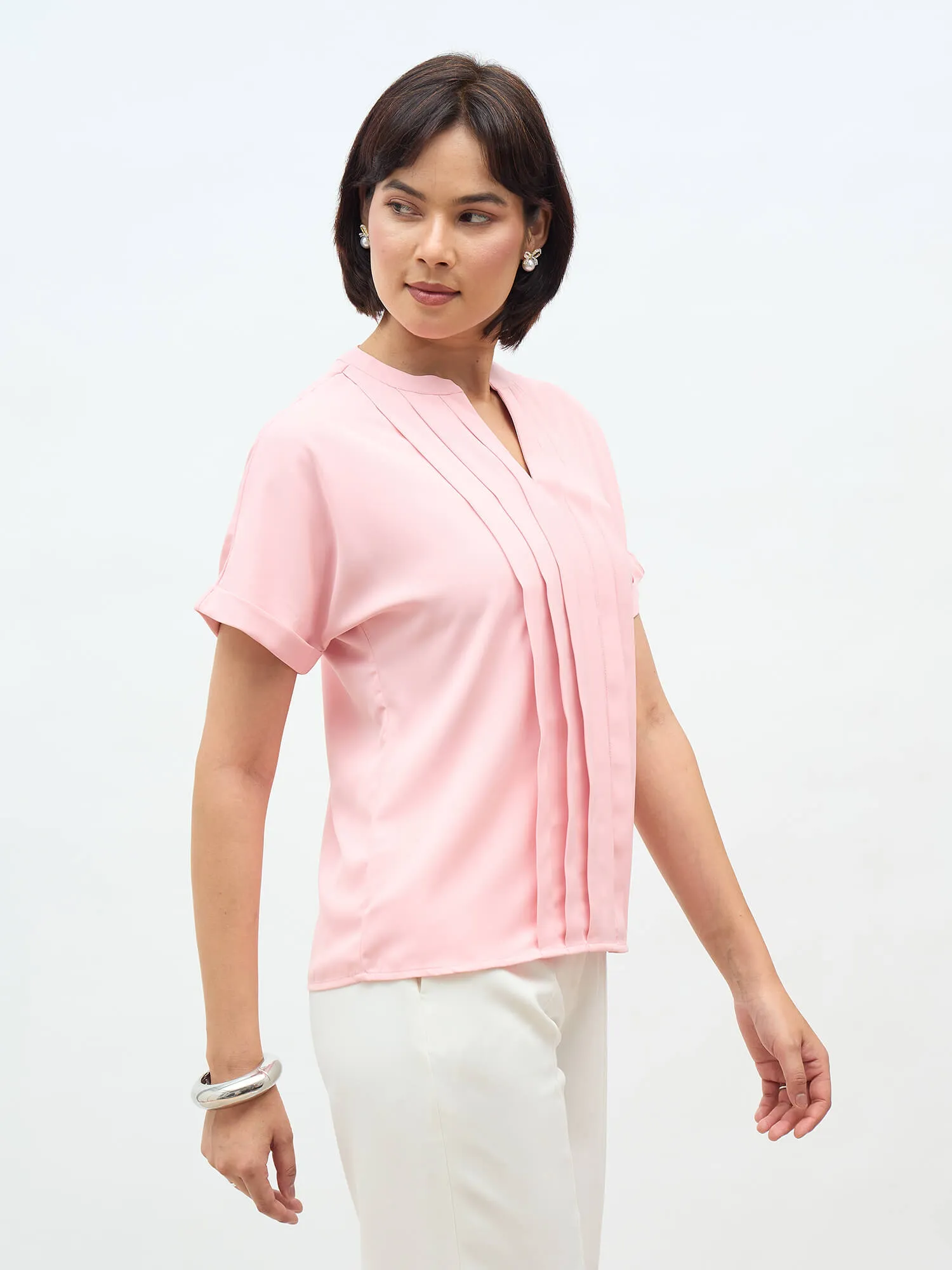 Dalia Pleated Top-Blush Pink sold by Salt Attire product image thumbnail 2