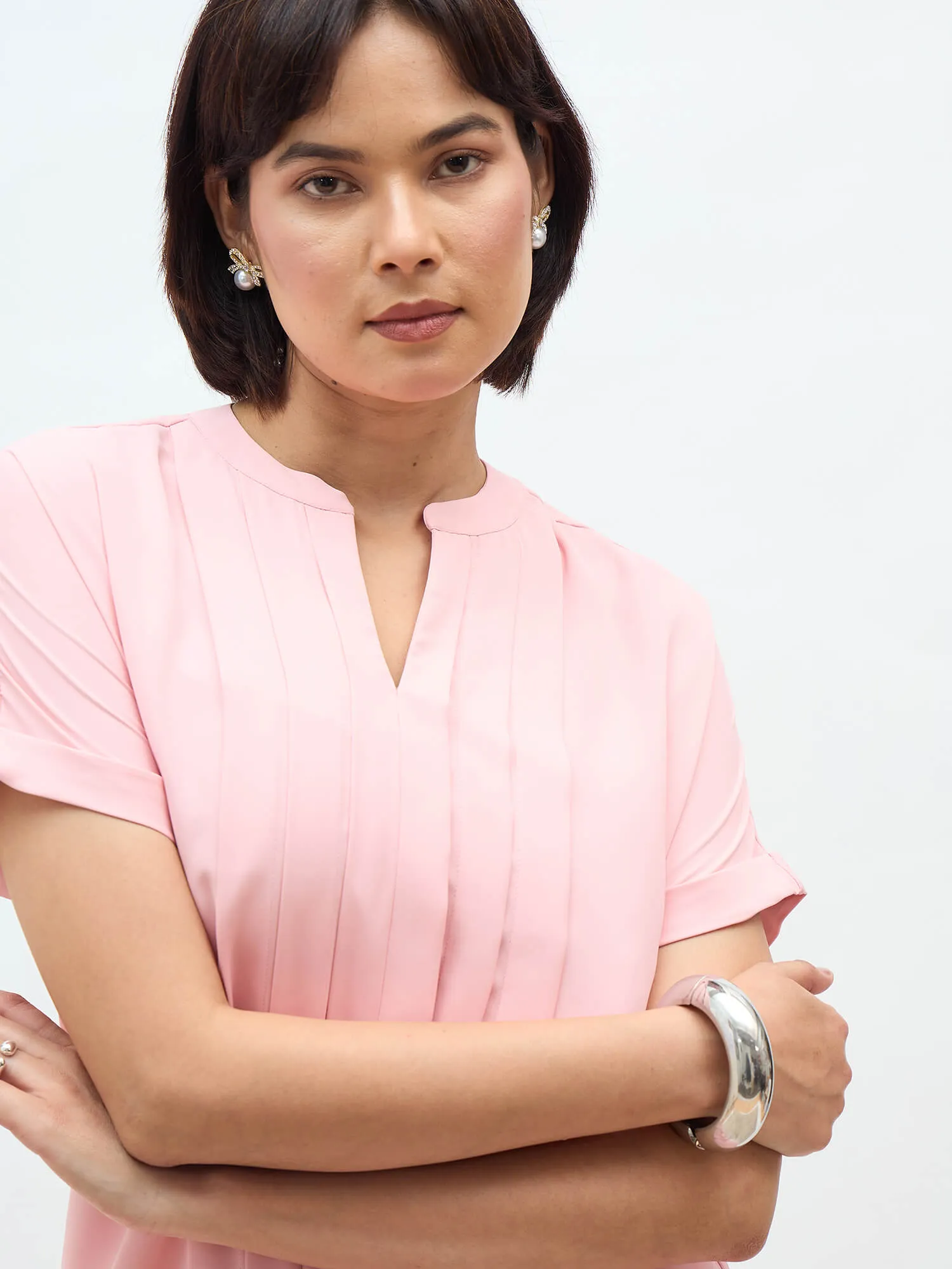 Dalia Pleated Top-Blush Pink sold by Salt Attire product image thumbnail 3