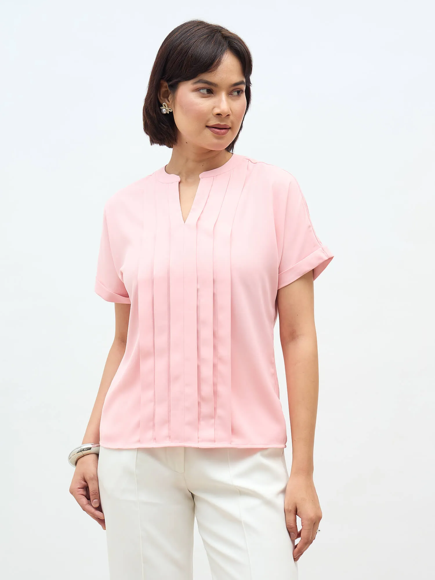 Dalia Pleated Top-Blush Pink sold by Salt Attire product image thumbnail 4