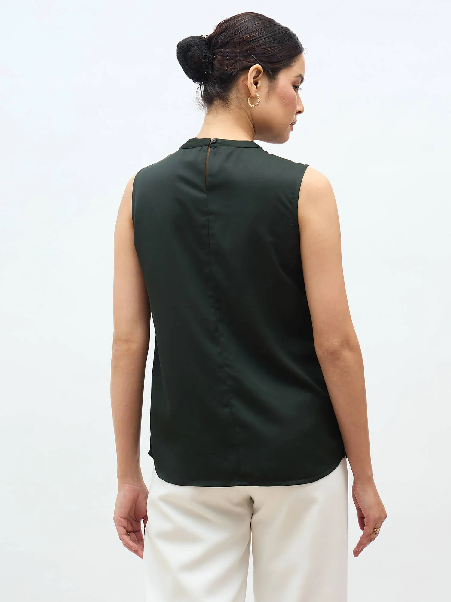 livia Front Pleat Top-olive sold by Salt Attire product image thumbnail 5