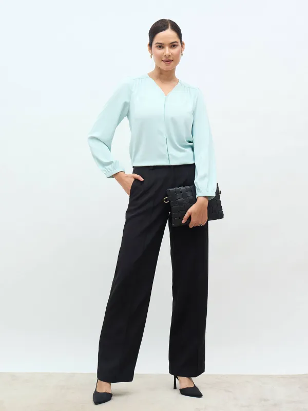 Dayna Gathered Yoke Top-Ice blue sold by Salt Attire