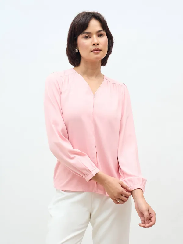Dayna Gathered Yoke Top-Blush Pink sold by Salt Attire