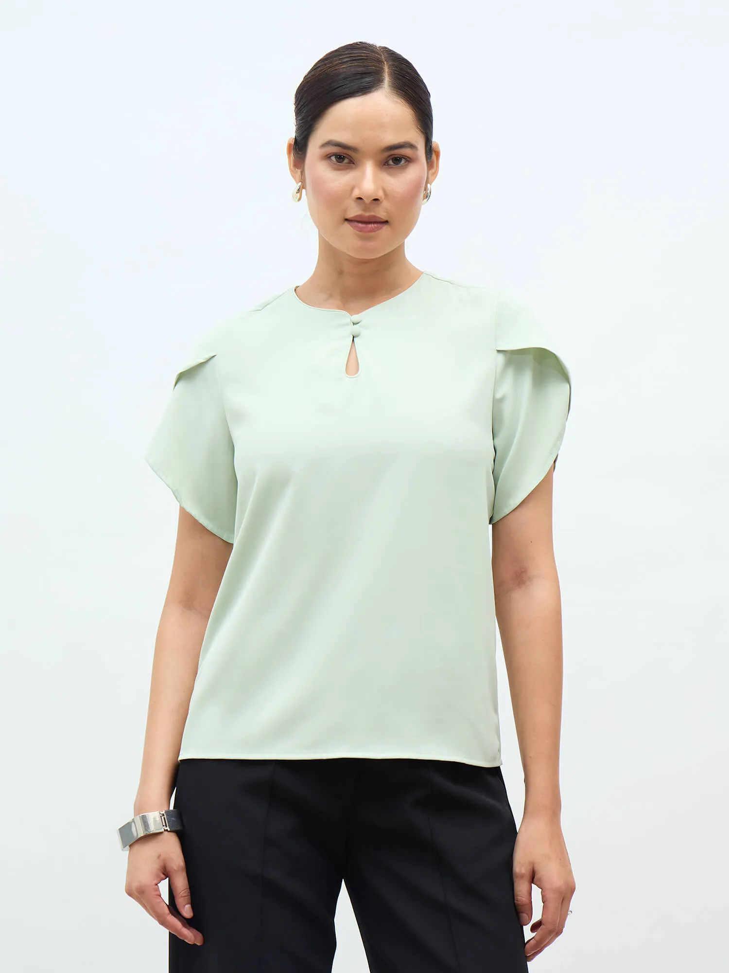 Belma Petal Sleeves Top-Mint Green sold by Salt Attire product image thumbnail 2