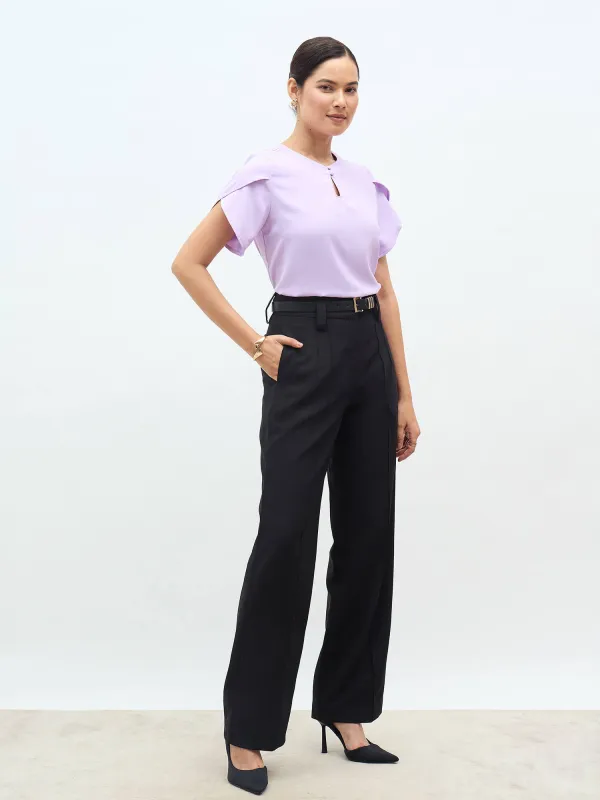 Belma Petal Sleeves Top-Lavender sold by Salt Attire