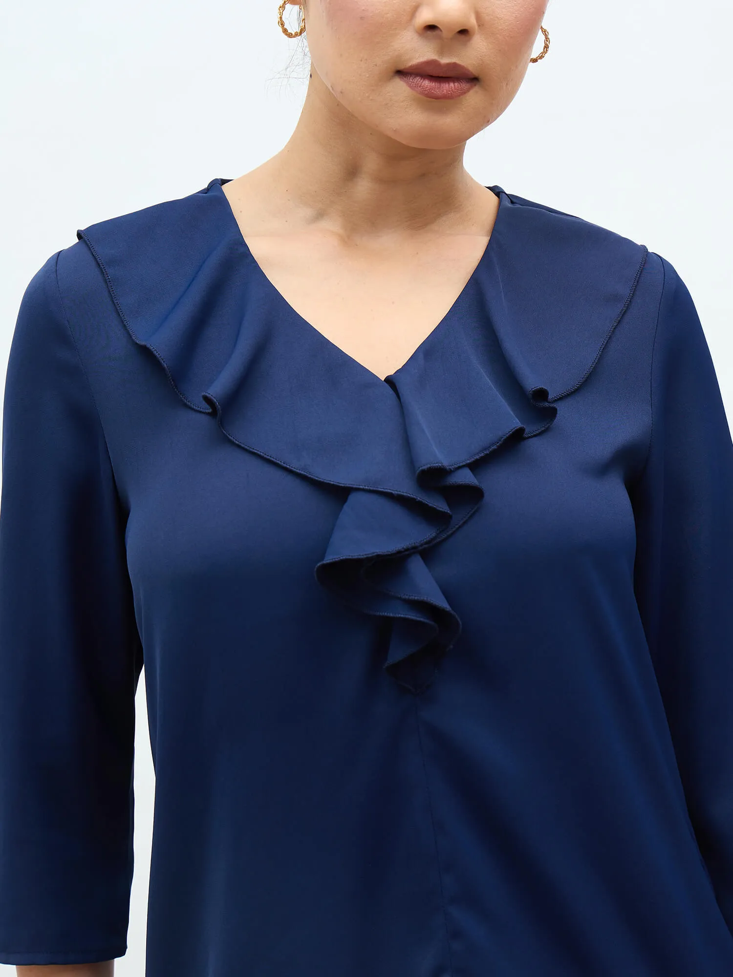Kiah Ruffled Neckline Top-Navy sold by Salt Attire product image thumbnail 3