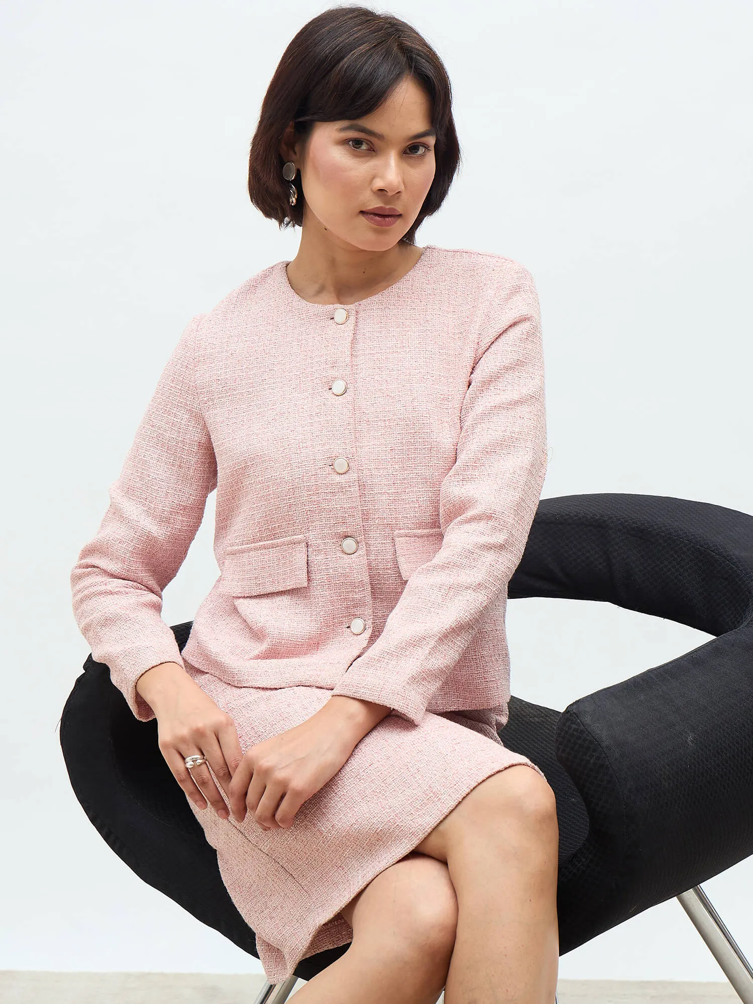 Susie Button Down Short Jacket-Blush Pink sold by Salt Attire product image thumbnail 4