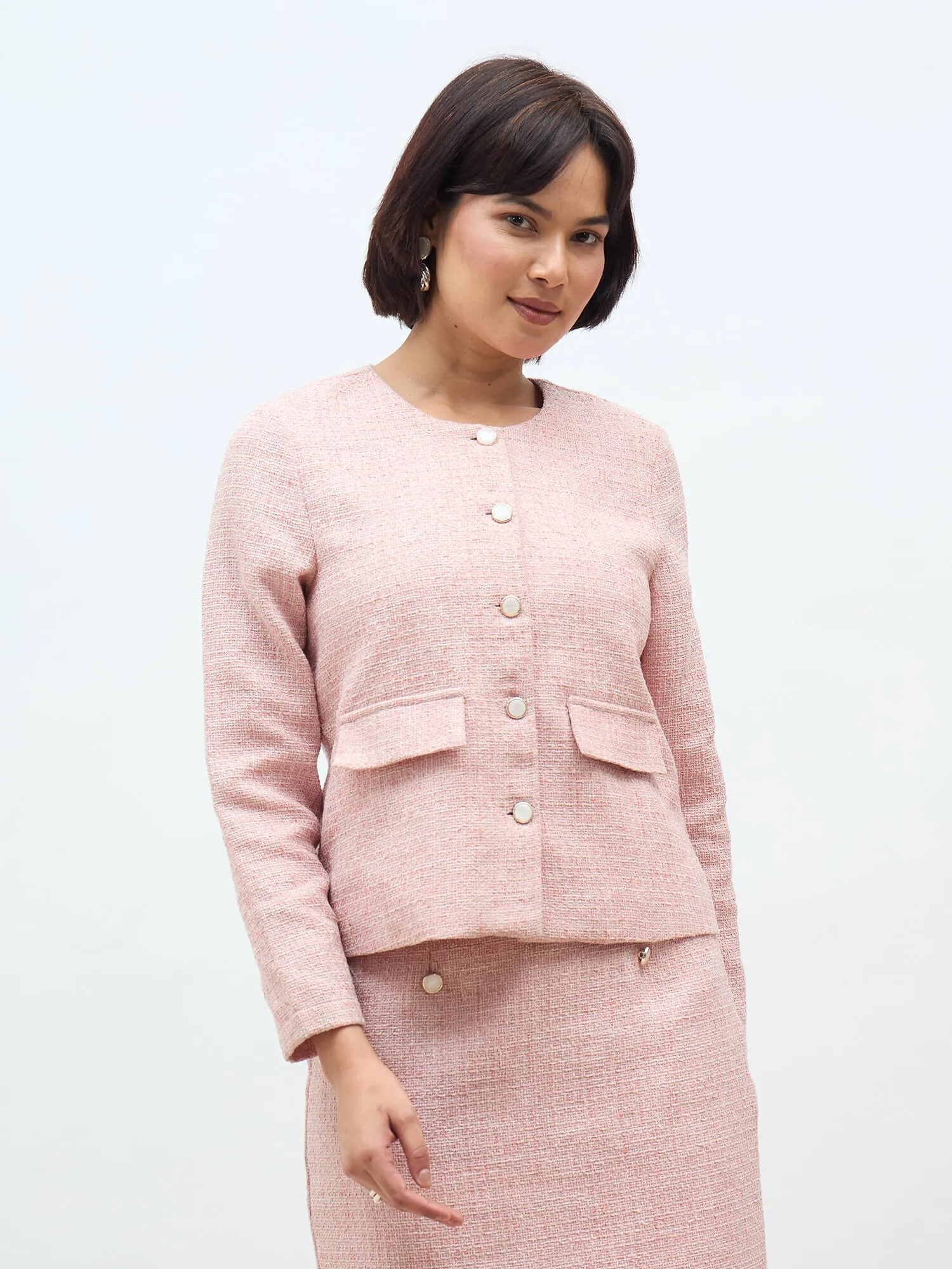 Susie Button Down Short Jacket-Blush Pink sold by Salt Attire product image thumbnail 5