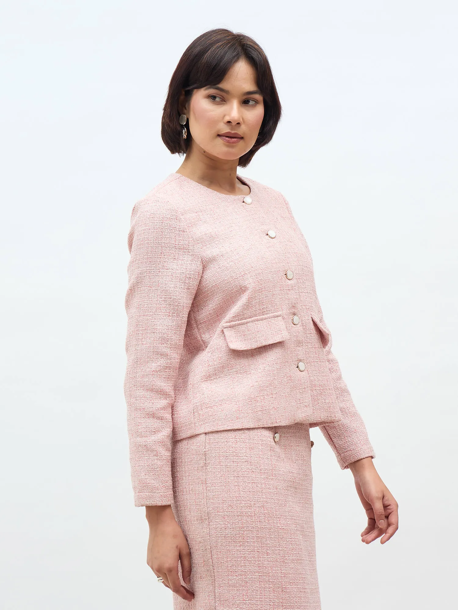 Susie Button Down Short Jacket-Blush Pink sold by Salt Attire product image thumbnail 2