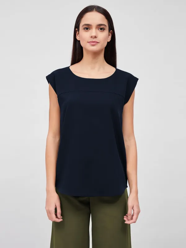 Creative Drop shoulder top-Navy sold by Salt Attire