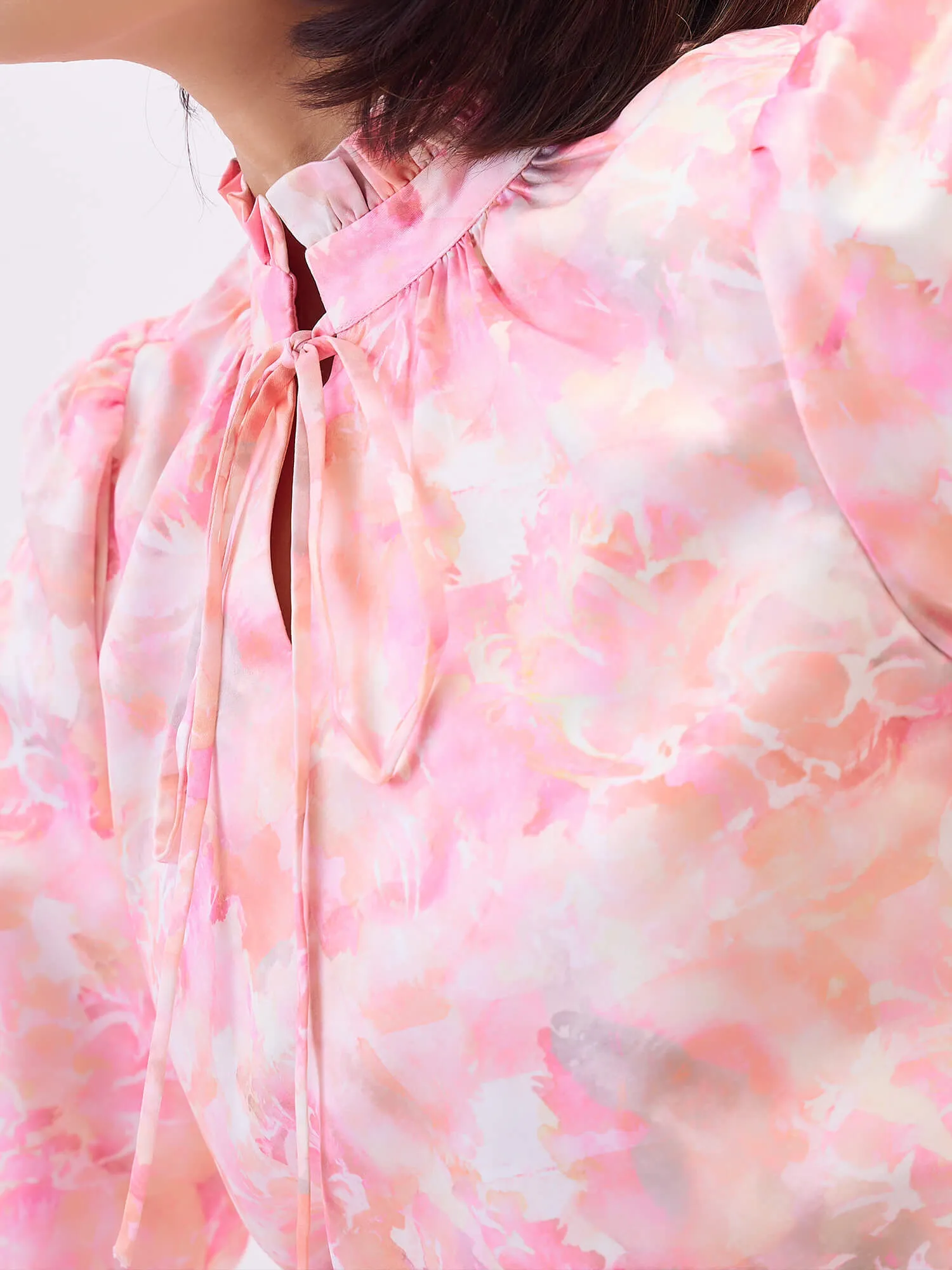 Zephyra Tie-up Ruffle Neck Top-Multi sold by Salt Attire product image thumbnail 3