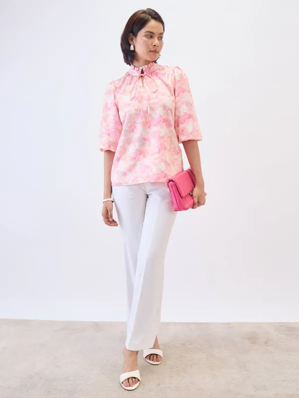 Zephyra Tie-up Ruffle Neck Top-Multi sold by Salt Attire