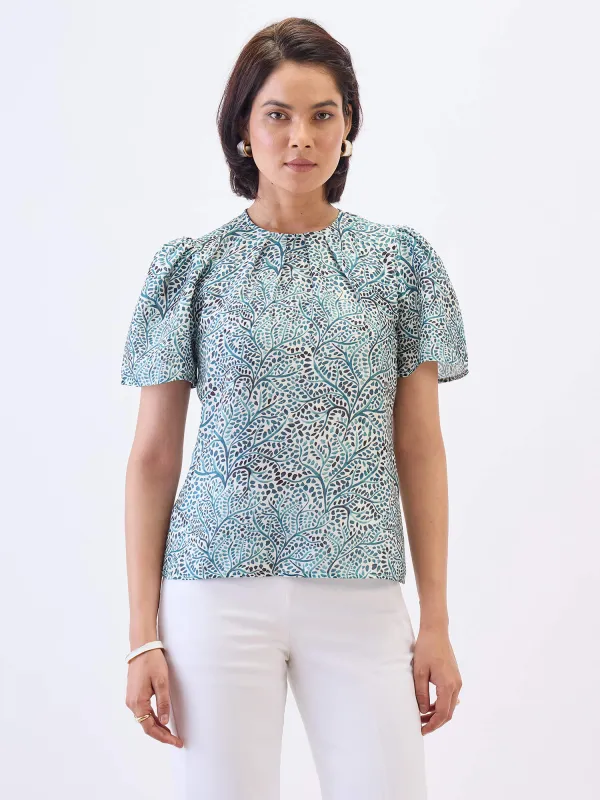 Ravine Pleated Neck Top-Multi sold by Salt Attire