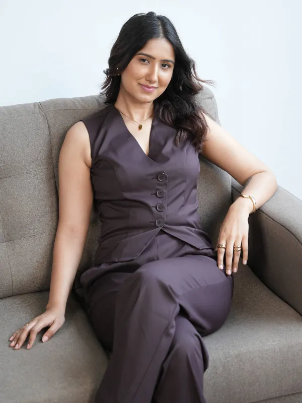 Fayra Asymmetric Vest-Chocolate Brown sold by Salt Attire