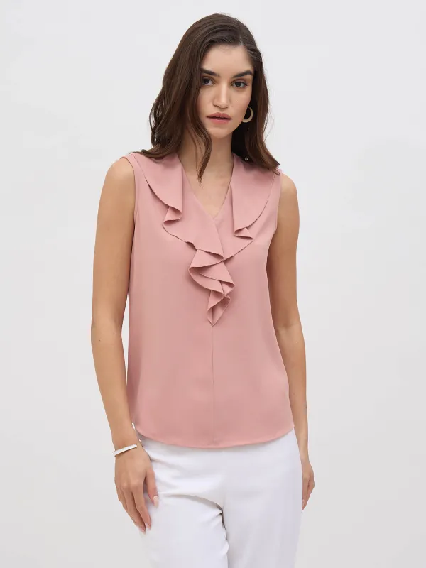 Jeyna Ruffled Neckline Sleeveless Top-Dusty Pink sold by Salt Attire