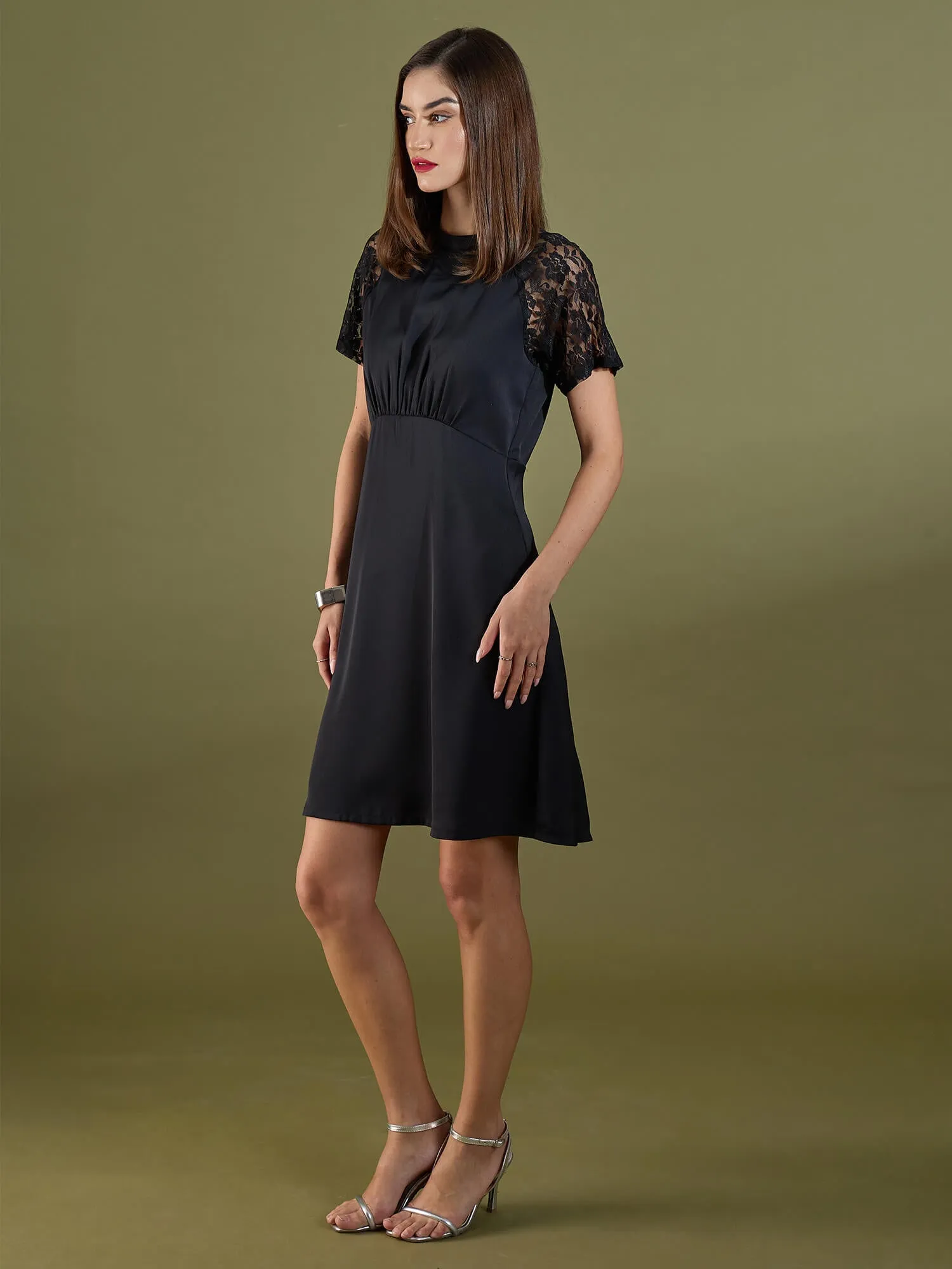 Dylan Lace Sleeve Dress-Black sold by Salt Attire product image thumbnail 4