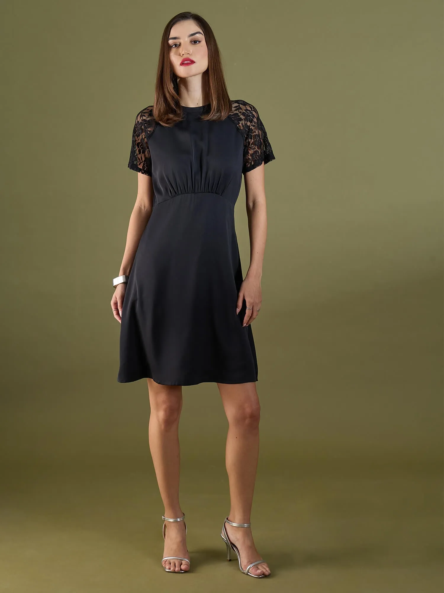 Dylan Lace Sleeve Dress-Black sold by Salt Attire product image thumbnail 2