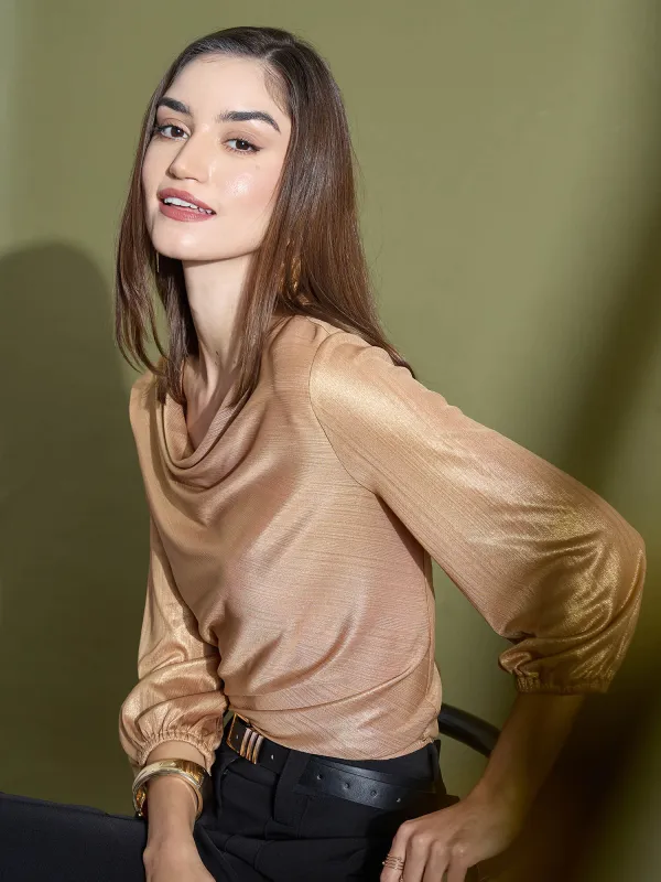 Milana Cowl Neck Top-Golden sold by Salt Attire