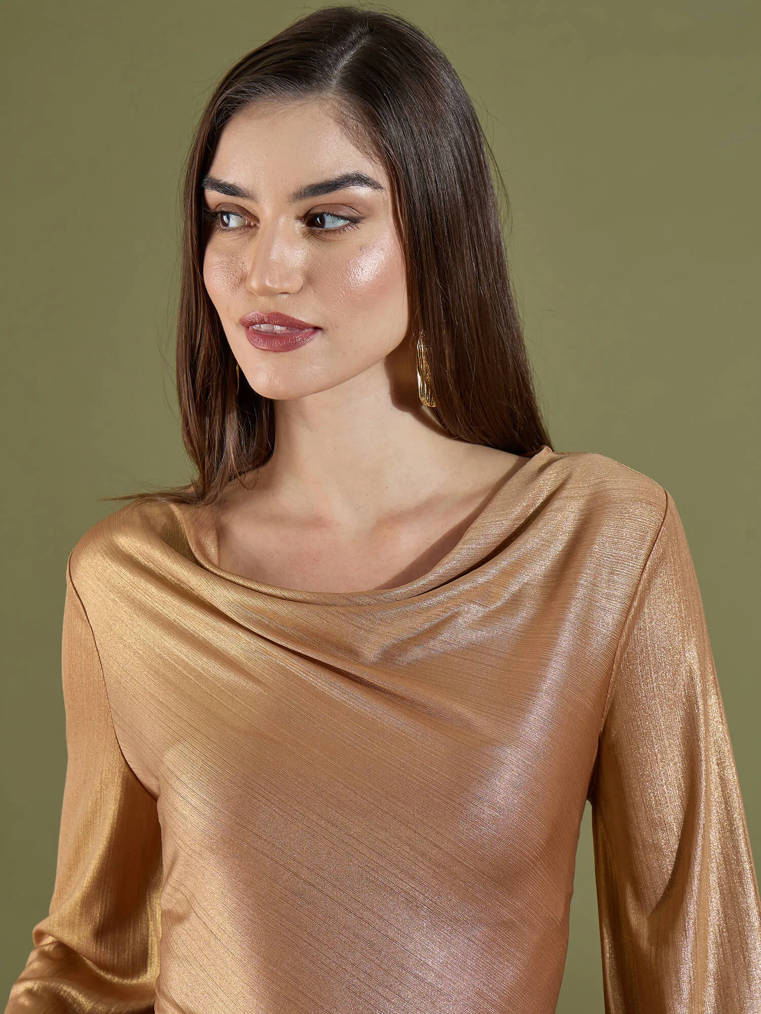 Milana Cowl Neck Top-Golden sold by Salt Attire product image thumbnail 3