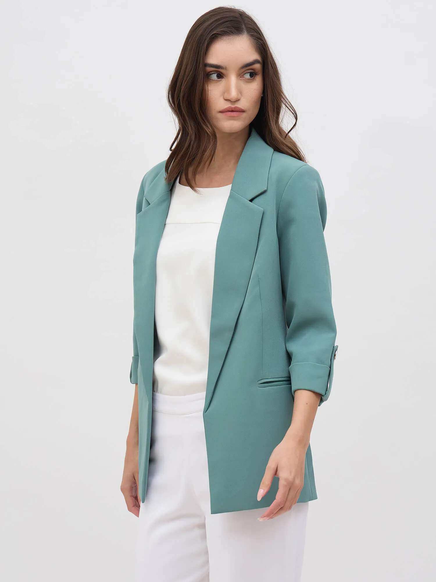 Ecuador Rolled-Up Sleeves Blazer-Sea Green sold by Salt Attire product image thumbnail 4