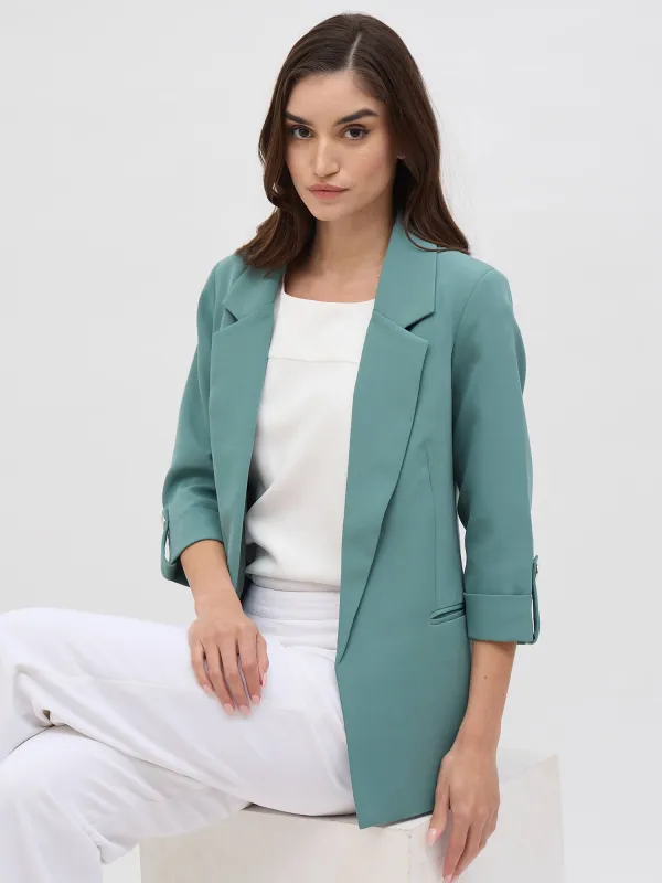 Ecuador Rolled-Up Sleeves Blazer-Sea Green made by Salt Attire