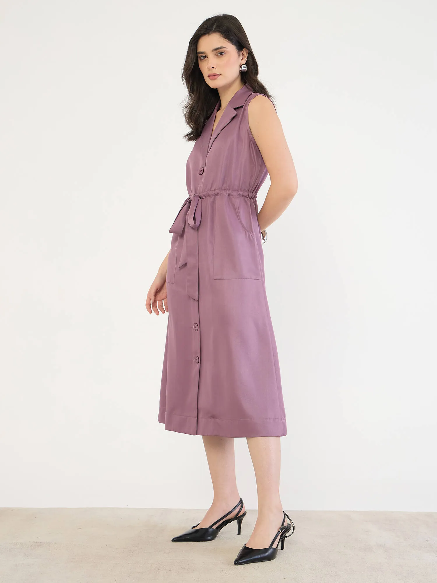 Salento Collared Dress-Mauve sold by Salt Attire product image thumbnail 2
