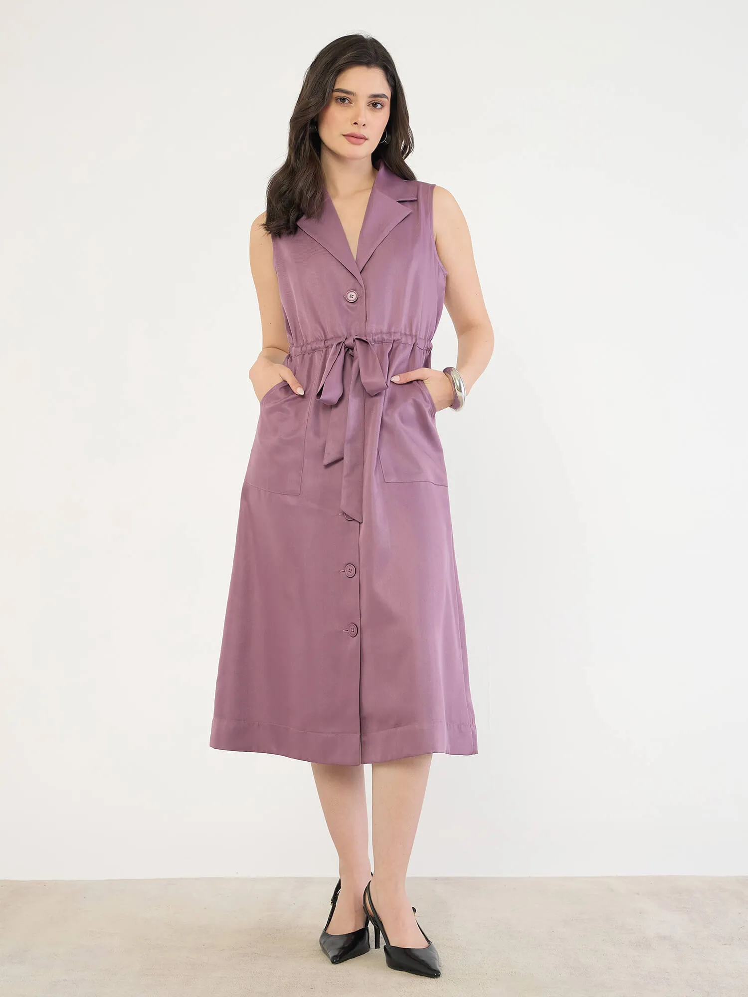Salento Collared Dress-Mauve sold by Salt Attire product image thumbnail 4