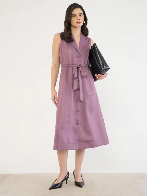 Salento Collared Cord Dress-Mauve made by Salt Attire