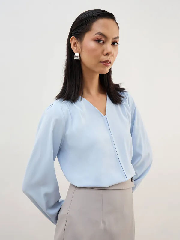 Appletini Gathered Yoke Top-Blue made by Salt Attire
