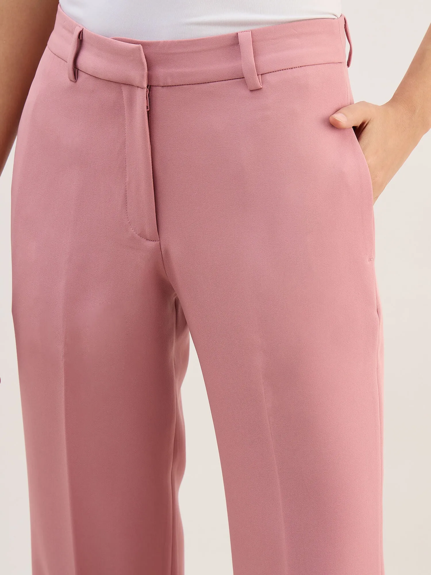Tirana Mid Rise Straight Trousers-Dusty Pink sold by Salt Attire product image thumbnail 3