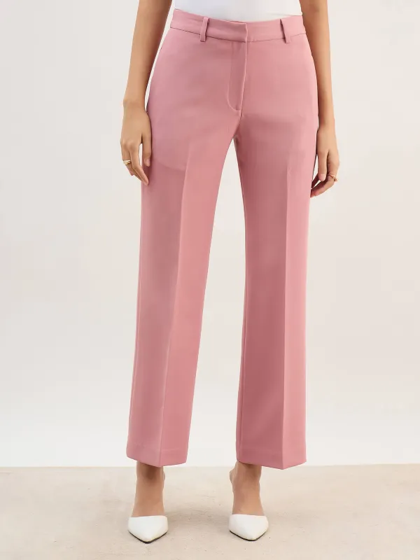 Tirana Mid Rise Straight Trousers-Dusty Pink made by Salt Attire